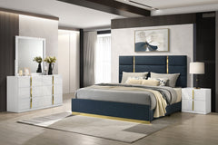 Coaster Ines 4-Piece King Bedroom Set Navy & White High Gloss