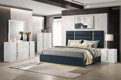 Coaster Ines 5-Piece King Bedroom Set Navy & White High Gloss