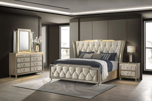 Coaster Lorient 4-Piece King Bedroom Set Ivory & Camel