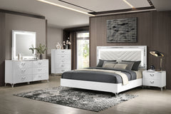 Coaster Cassia 5-Piece Queen LED Bedroom Set White High Gloss