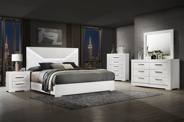 Coaster Ives 5-Piece Queen Bedroom Set White High Gloss