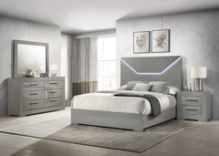 Coaster Ives 4-Piece Queen Bedroom Set Grey High Gloss