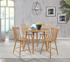 Coaster Andrews 5-Piece Round Counter Height Dining Set Light Ash