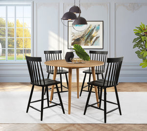 Coaster Andrews 5-Piece Round Counter Dining Set Light Ash & Black