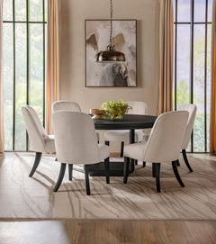 Coaster Leandro 7-Piece Round Dining Table Set Burnished Black