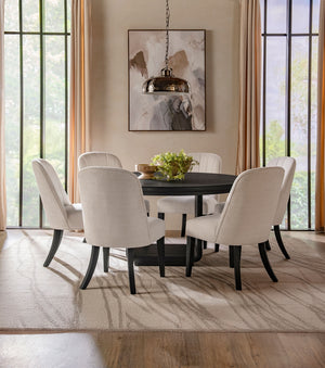 Coaster Leandro 7-Piece Round Dining Table Set Burnished Black