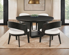 Coaster Leandro 5-Piece Round Dining Table Set Burnished Black