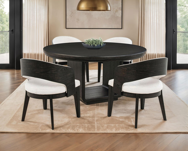 Coaster Leandro 5-Piece Round Dining Table Set Burnished Black