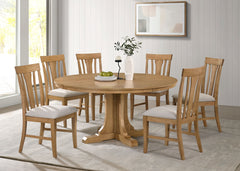 Coaster Hartville 7-Piece Round Dining Table Set Natural Light Brown