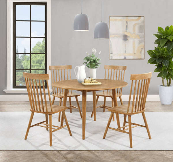 Coaster Andrews 5-Piece Round Wood Dining Room Table Set Light Ash