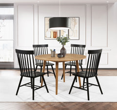 Coaster Andrews 5-Piece Round Dining Table Set Light Ash & Black