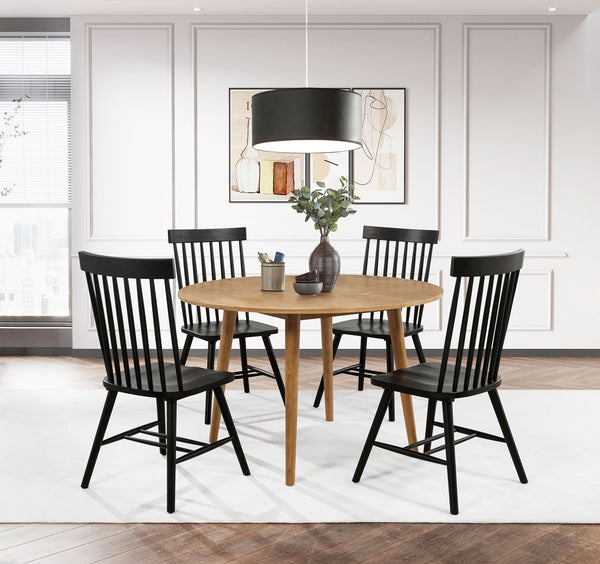Coaster Andrews 5-Piece Round Dining Table Set Light Ash & Black