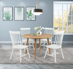Coaster Andrews 5-Piece Round Dining Table Set Light Ash & White