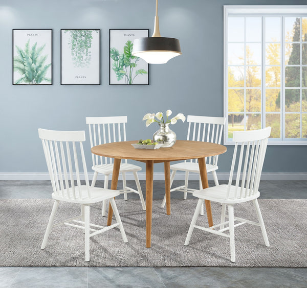 Coaster Andrews 5-Piece Round Dining Table Set Light Ash & White