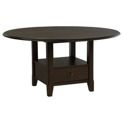 Coaster Twyla 60-Inch Round Dining Table With Drawer Dark Cocoa