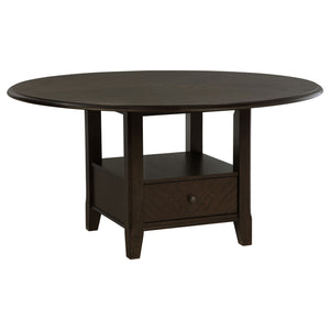 Coaster Twyla 60-Inch Round Dining Table With Drawer Dark Cocoa