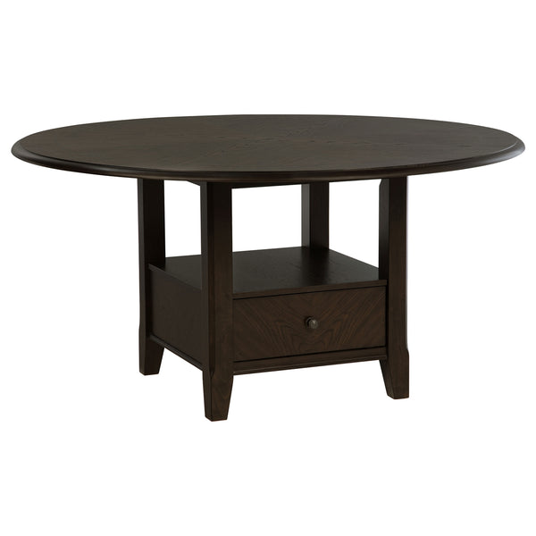 Coaster Twyla 60-Inch Round Dining Table With Drawer Dark Cocoa