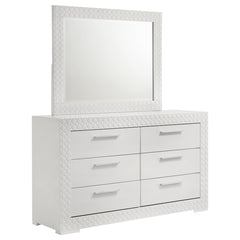 Coaster Ives 6-Drawer Dresser & Mirror White High Gloss