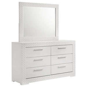 Coaster Ives 6-Drawer Dresser & Mirror White High Gloss