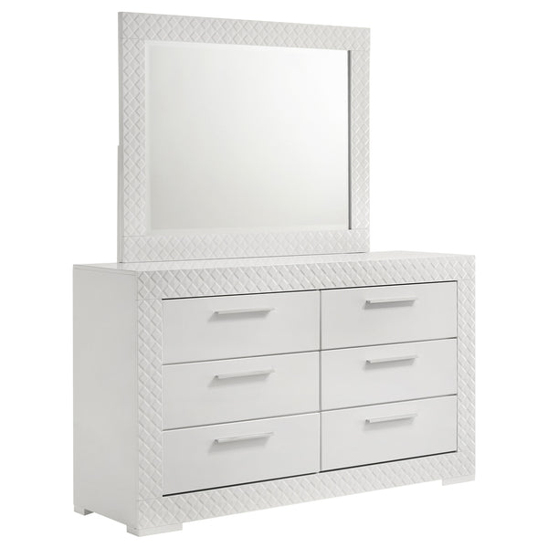 Coaster Ives 6-Drawer Dresser & Mirror White High Gloss