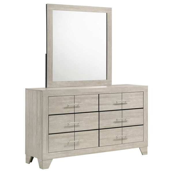 Coaster Trenton 6-Drawer Bedroom Dresser With Mirror Rustic Cream