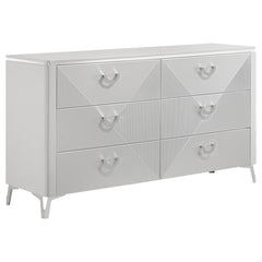 Coaster Cassia 6-Drawer Bedroom Dresser Cabinet White High Gloss