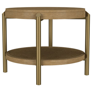 Coaster Arini Round End Side Table With Storage Shelf Sand Wash