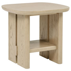 Coaster Kailani Coastal Square End Side Table With Shelf Beige Oak