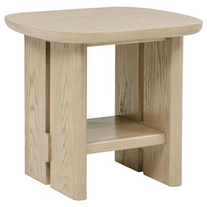 Coaster Kailani Coastal Square End Side Table With Shelf Beige Oak