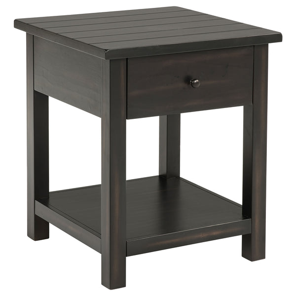Coaster Payne 1-Drawer Wood End Table With Shelf Distressed Java
