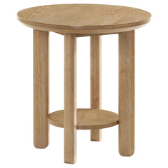 Coaster Ottowa Round Wood Side End Table With Shelf Washed Oak
