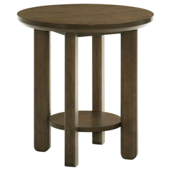 Coaster Ottowa 22-Inch Round Wood Side End Table With Shelf Brown