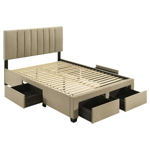 Coaster Wheatland 4-Drawer Upholstered Full Storage Bed Light Brown