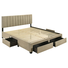 Coaster Wheatland 4-Drawer Upholstered King Storage Bed Brown