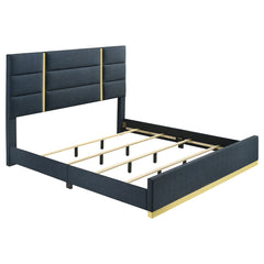 Coaster Ines 52-Inch Fabric Upholstered King Panel Bed Navy