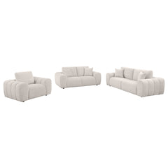 Coaster Burnett 3-Piece Chenille Upholstered Sofa Set Ivory