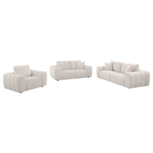 Coaster Burnett 3-Piece Chenille Upholstered Sofa Set Ivory