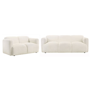 Coaster Dorset 2-Piece Upholstered Round Track Arm Sofa Set White