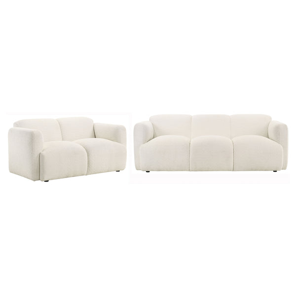 Coaster Dorset 2-Piece Upholstered Round Track Arm Sofa Set White