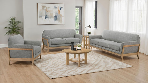 Coaster Vaughn 3-Piece Fabric Upholstered Flared Arm Sofa Set Grey