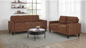 Coaster Bowen Ii 2-Piece Fabric Upholstered Track Arm Sofa Set Rust