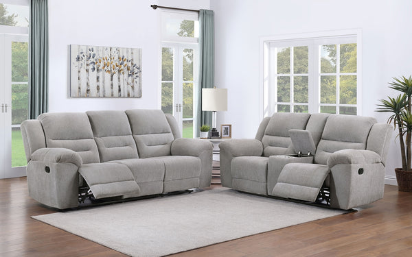 Coaster Gilson 2-Piece Chenille Upholstered Reclining Sofa Set Grey