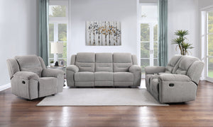 Coaster Gilson 3-Piece Chenille Upholstered Reclining Sofa Set Grey