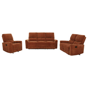Coaster Navarro 3-Piece Upholstered Reclining Sofa Set Orange