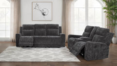 Coaster Kennett 2-Piece Chenille Power Reclining Sofa Set Dark Grey