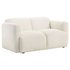 Coaster Dorset Fabric Upholstered Round Track Arm Loveseat White