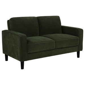 Coaster Ruth Fabric Upholstered Track Arm Loveseat Matcha Green