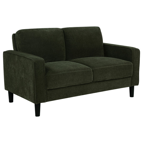 Coaster Ruth Fabric Upholstered Track Arm Loveseat Matcha Green