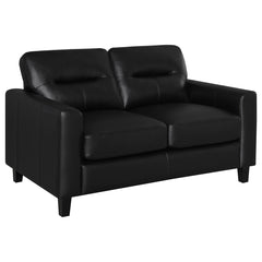 Coaster Scotland Faux Leather Upholstered Track Arm Loveseat Black