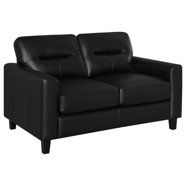 Coaster Scotland Faux Leather Upholstered Track Arm Loveseat Black